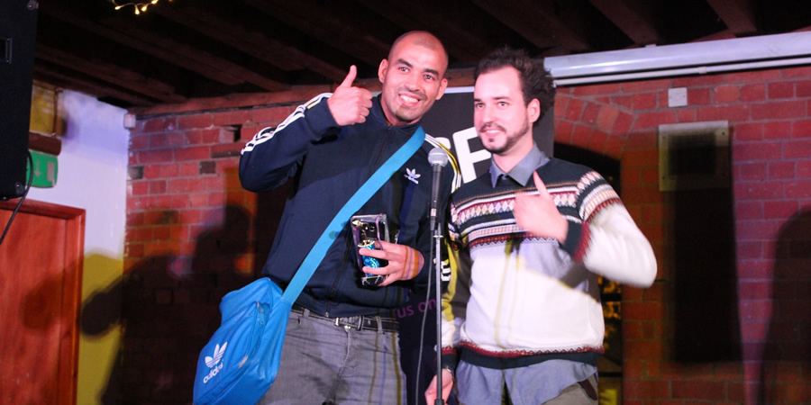 Midlands Comedy Awards 2016. Image shows from L to R: Masai Graham, Daniel Nicholas. Copyright: Pete Prodge