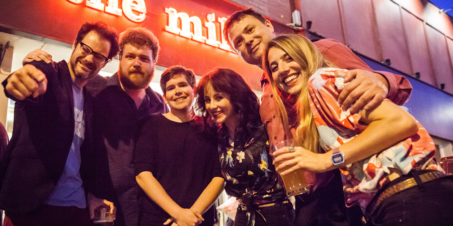 Improvisers outside The Miller. Copyright: Hannah Anketell