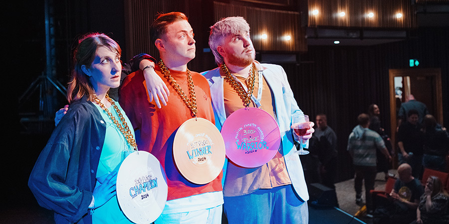 Musical Comedy Awards 2024. Image shows left to right: Anna Hale, Tom Towelling, Luke Nixon. Credit: Ed Moore