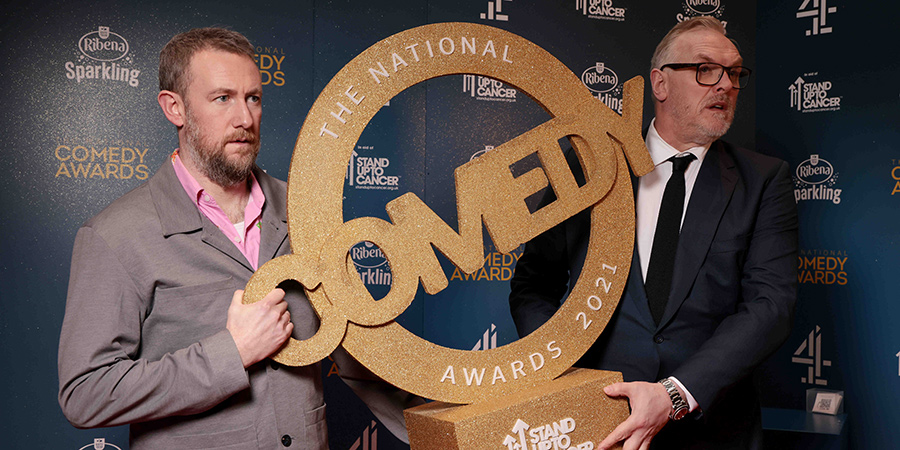 Image shows from L to R: Alex Horne, Greg Davies