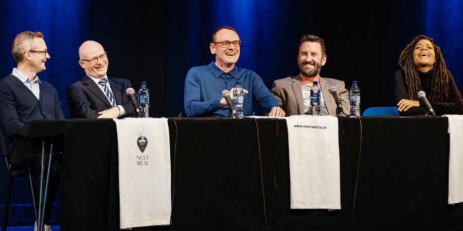 Nextmeal.co.uk launch. Image shows from L to R: Sean Lock, Lee Mack, Naomie Harris. Copyright: Ed Moore