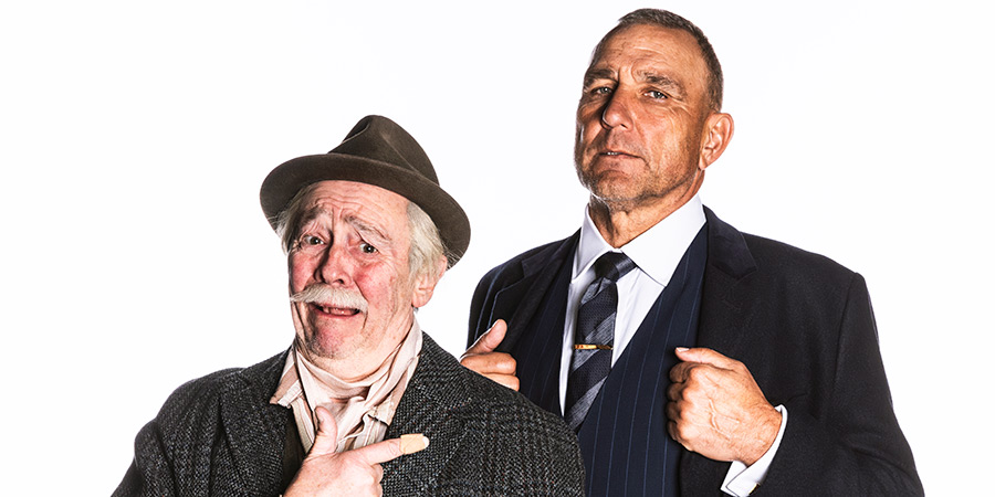 Only Fools And Horses The Musical. Image shows left to right: Paul Whitehouse, Vinnie Jones. Credit: Ellie Kurttz