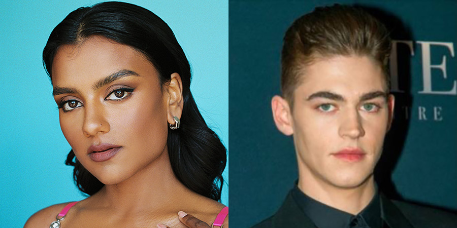 Image shows left to right: Simone Ashley, Hero Fiennes Tiffin