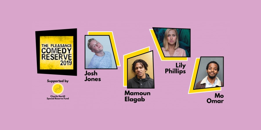 The Pleasance Comedy Reserve 2019. Image shows from L to R: Josh Jones, Mamoun Elagab, Lily Phillips, Mo Omar