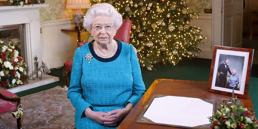 HRH The Queen, giving her Christmas message in 2017. Copyright: BBC