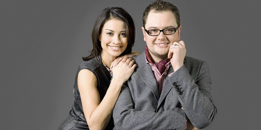 Image shows from L to R: Melanie Sykes, Alan Carr. Copyright: BBC