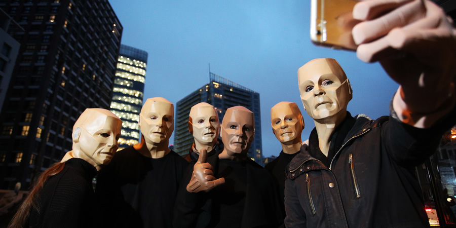 Red Dwarf fans dressed as the character Kryten make their way to a special screening in London. Copyright: Joe Pepler / PinPep