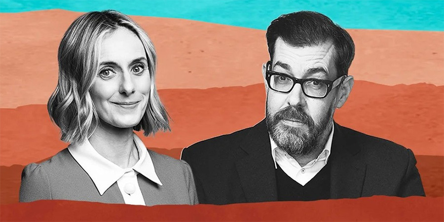 The Rest Is Entertainment. Image shows left to right: Marina Hyde, Richard Osman