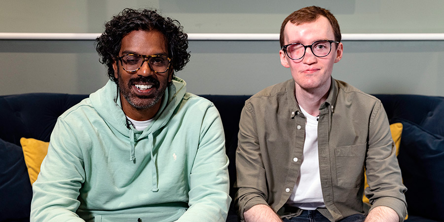 Image shows left to right: Romesh Ranganathan, Aiden Cowie Image shows left to right: Romesh Ranganathan, Aiden Cowie