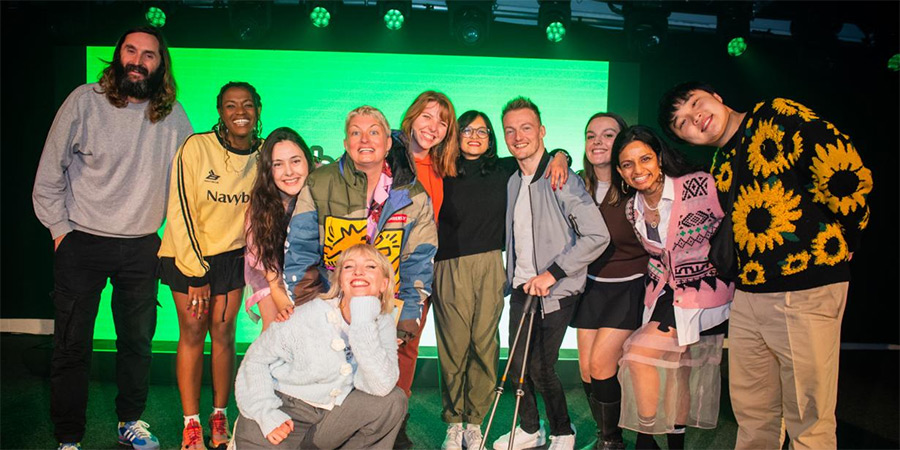 Channel 4 Sean Lock Comedy Award 2024. Image shows left to right: Joe Wilkinson, Leah Davis, Marjolein Robertson, Elaine Robertson, Harriet Dyer, Marty Gleeson, Shalaka Kurup, Ricky Balshaw, Millie Malone, Pravanya Pillay, Jin Hao Li. Credit: Will Johnston