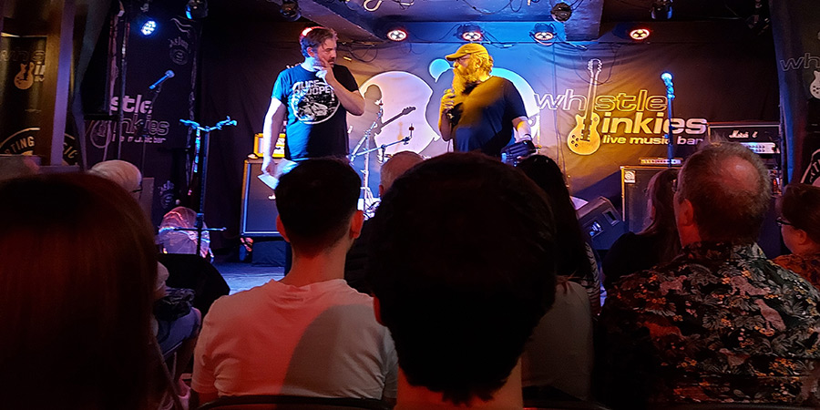 Image shows left to right: Nick Helm, David Trent