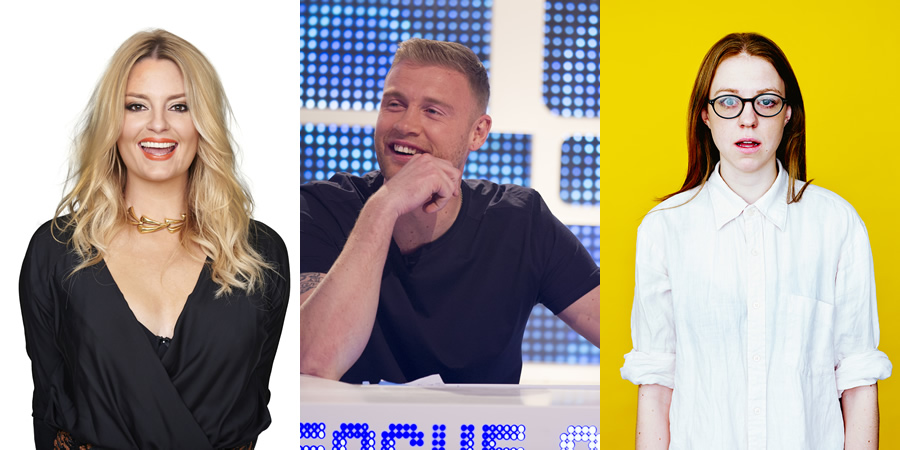 Image shows from L to R: Morgana Robinson, Andrew Flintoff, Ellie White