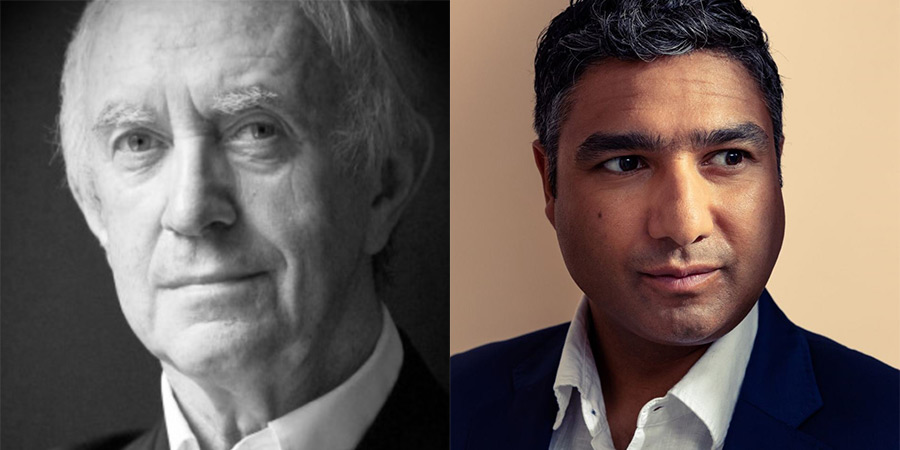 Image shows left to right: Jonathan Pryce, Nick Mohammed