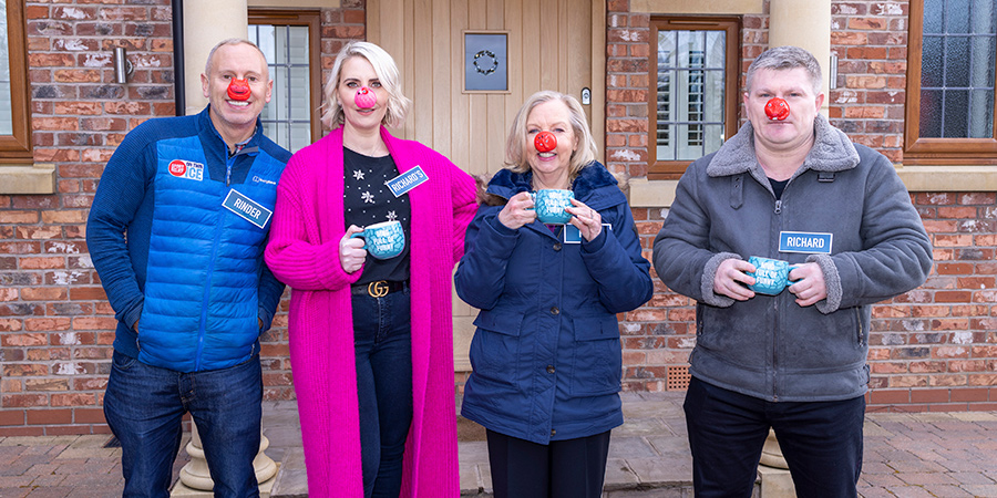 This Is MY House for Comic Relief 2022. Image shows from L to R: Robert Rinder, Claire Richards, Deborah Meaden, Ricky Hatton