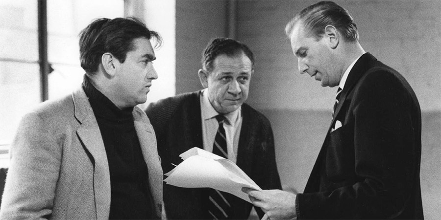 Image shows from L to R: Sid James, Tony Hancock, Duncan Wood. Copyright: National Portrait Gallery