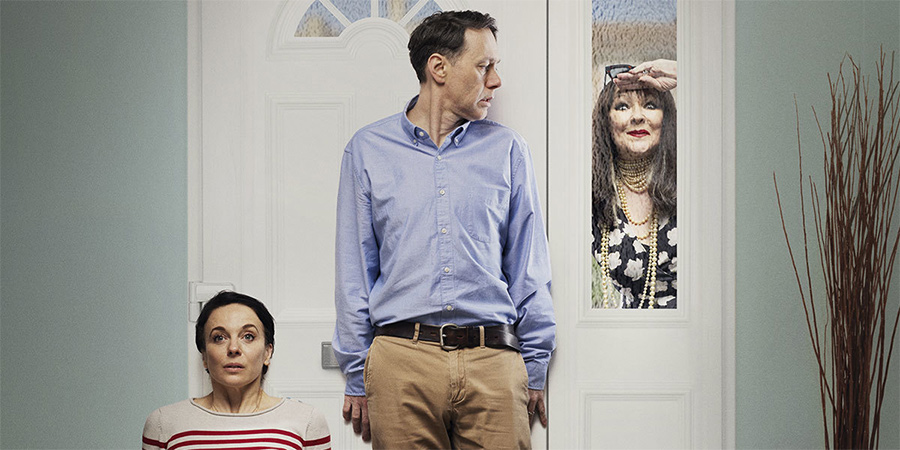 The Unfriend. Image shows from L to R: Amanda Abbington, Reece Shearsmith, Frances Barber