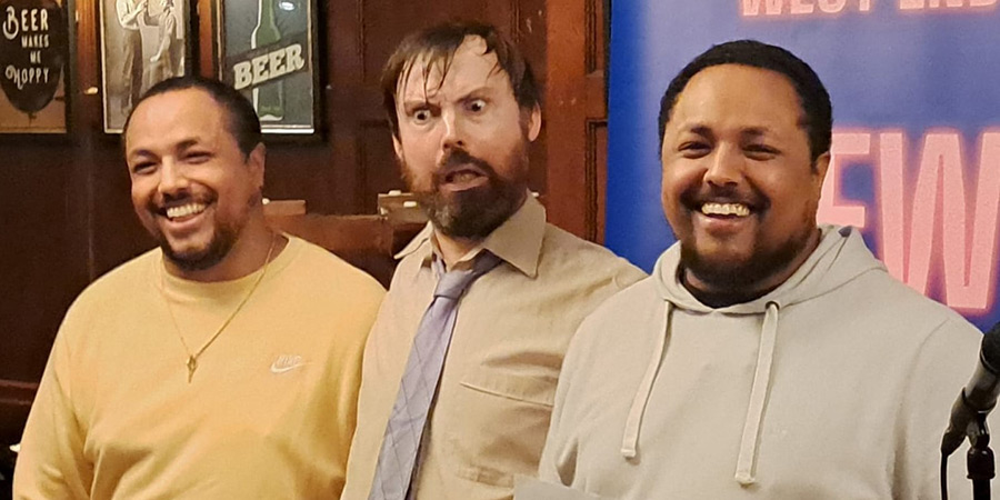 West End Old New Act of the Year 2023. Image shows left to right: Matthew Ali, John Pape, Chris Ali