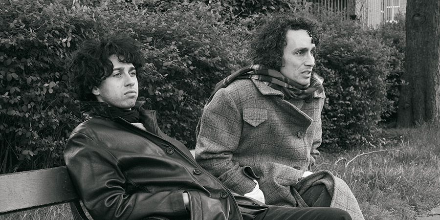 Withnail & I 2024. Image shows left to right: Adonis Siddique, Robert Sheehan. Credit: Manuel Harlan