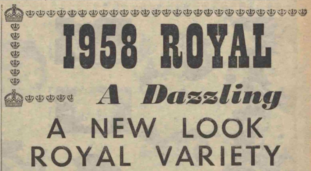 Cutting: 1958 Royal Variety. A new look Royal Variety