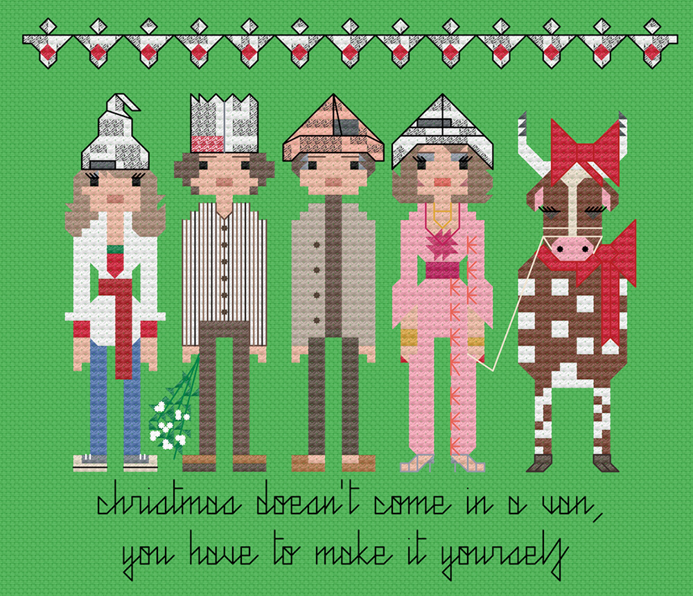 The Good Life festive cross stitch. Copyright: 8bitnorthxstitch