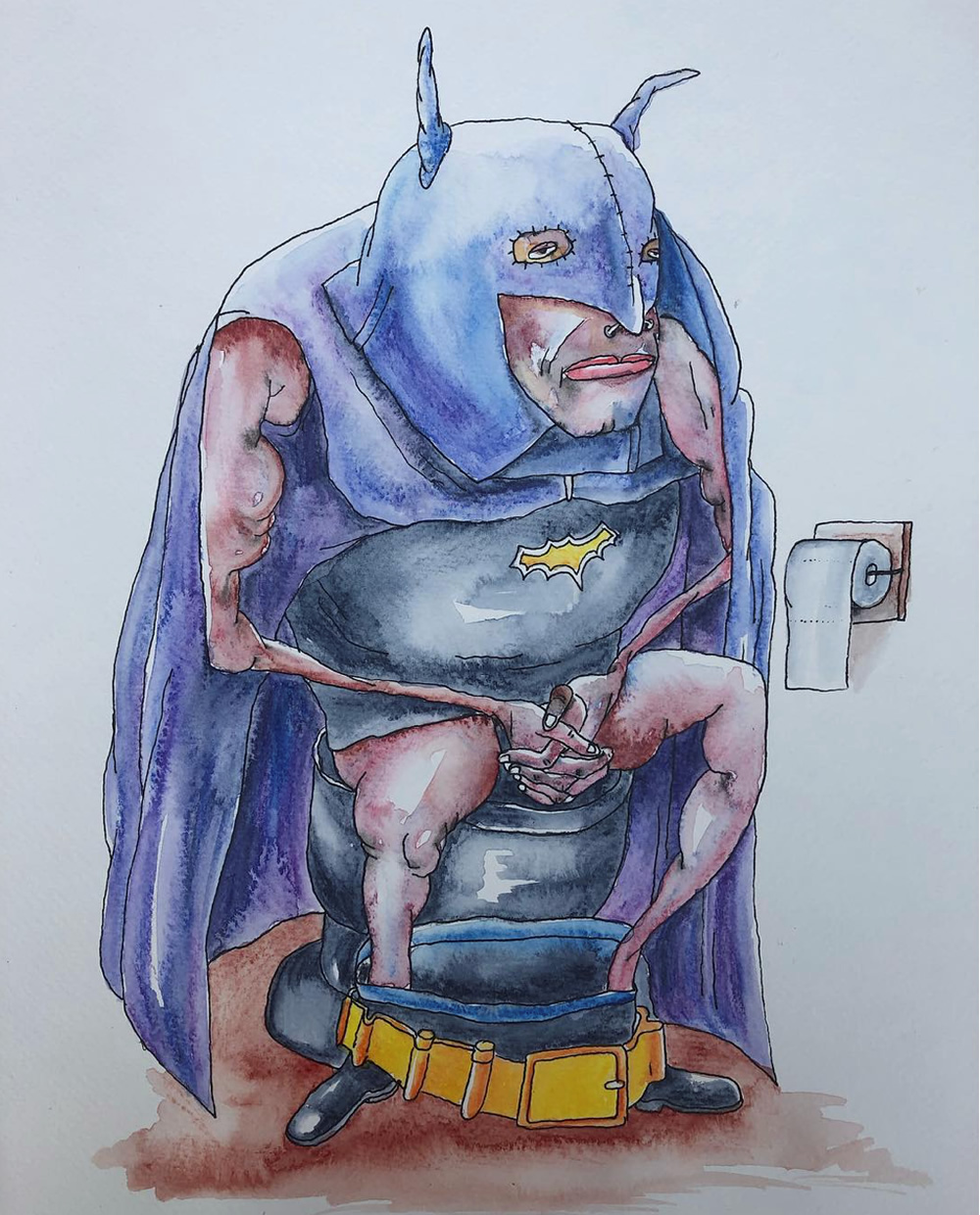 Jim Moir, Batman at Ease, Limited edition print, 17" x 17". Copyright: Jim Moir