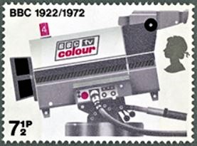 A potage stamp picturing a BBC TV colour camera, marking the Corporation's 50th anniversary. Credit: Royal Mail