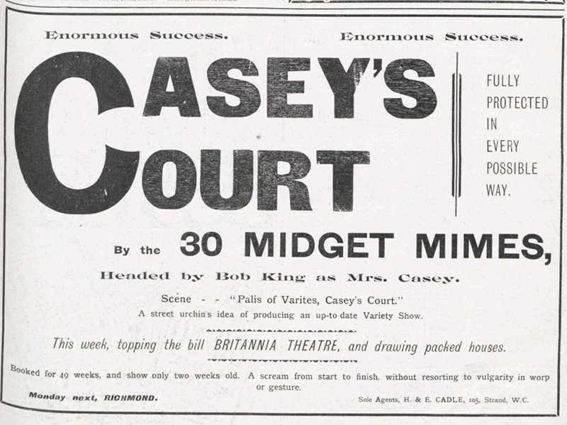 A printed promotion for Casey's Court from 1906