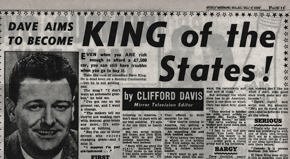 Newspaper headline: Dave King aims to become king of the States