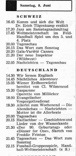 German television schedule for 8th June 1963