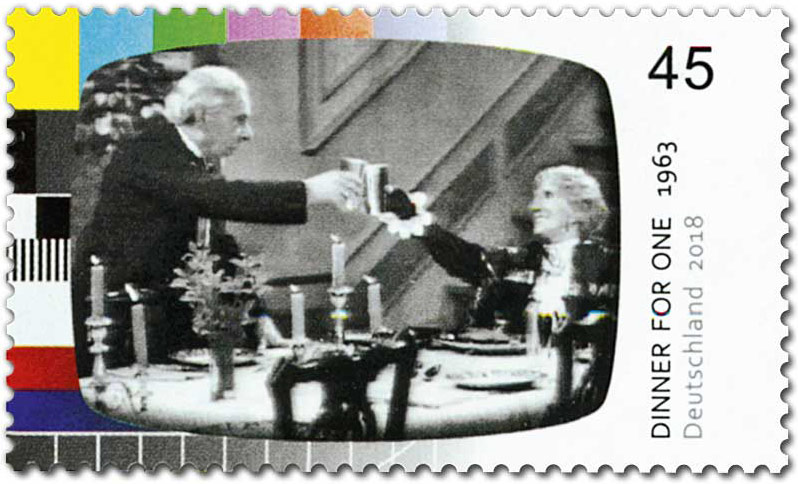 Deutsche Post stamp celebrating Freddie Frinton's Dinner For One