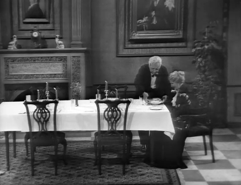 Dinner For One table. Image shows from L to R: Freddie Frinton, May Warden