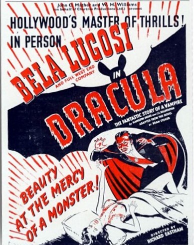 Poster for the theatrical production Dracula, starring Bela Lugosi