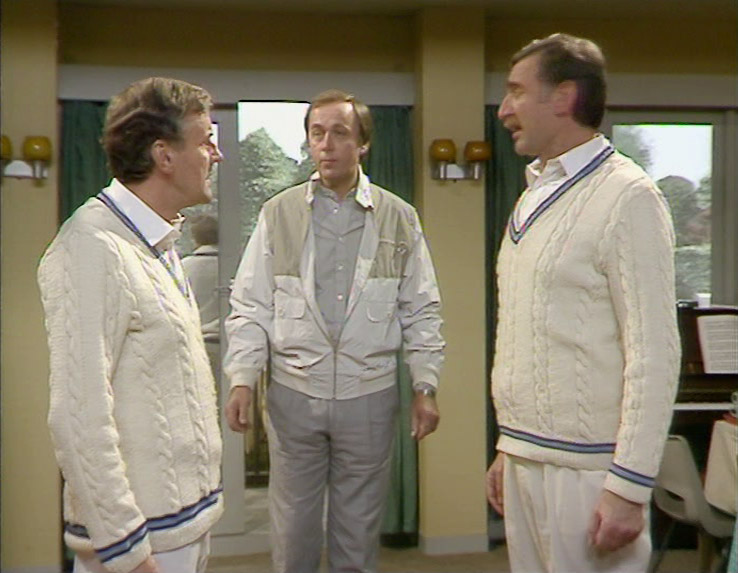 Ever Decreasing Circles. Image shows from L to R: Martin Bryce (Richard Briers), Paul Ryman (Peter Egan), Howard Hughes (Stanley Lebor). Copyright: BBC