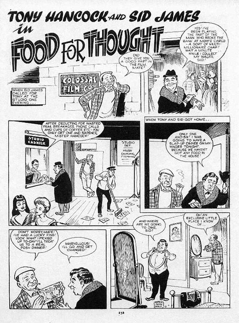 Film Fun comic: Tony Hancock and Sid James in Food For Thought