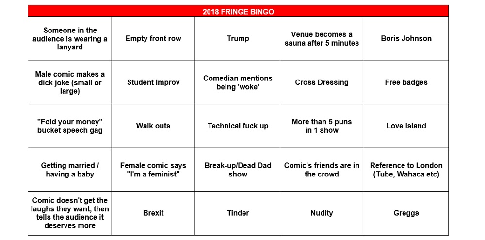 2018 Fringe Bingo