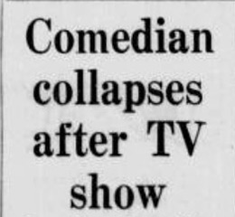 Newspaper headline 31 May 1958: Comedian collapses after TV show