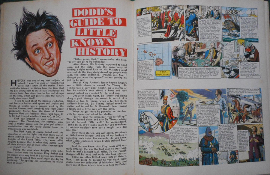 Dodd's guide to little known history double-page spread in Ken Dodd's Big Doddy Book