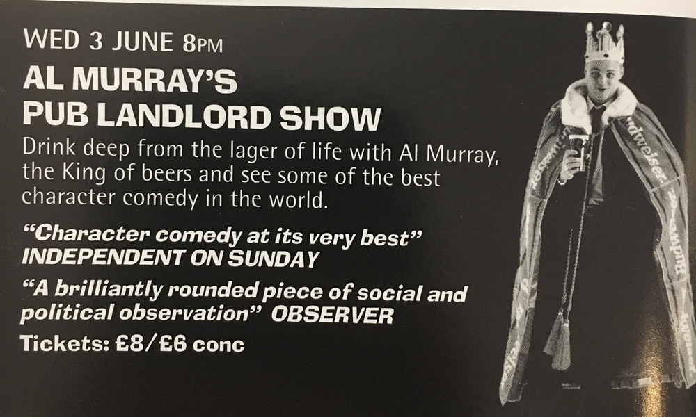 Al Murray's Pub Landlord Show at Komedia Brighton - 3rd Jun 1998. Al Murray. Copyright: Komedia Entertainment