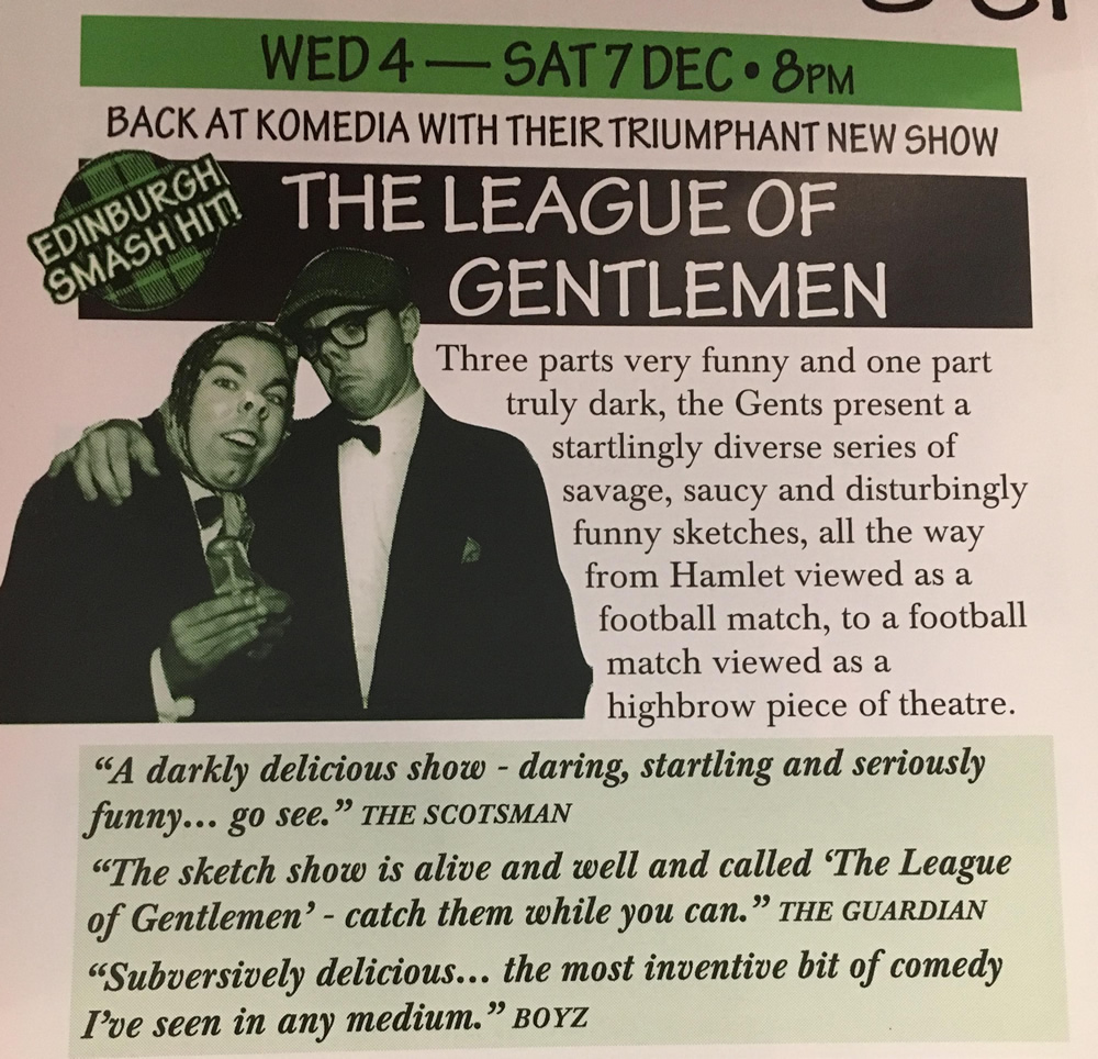 The League Of Gentlemen at Komedia Brighton 4 Dec 1996. Image shows from L to R: Steve Pemberton, Reece Shearsmith. Copyright: Komedia Entertainment