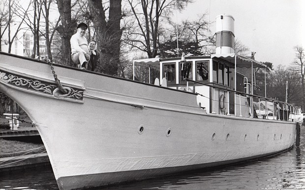 Arthur and Joan on board the Amazon. Image shows from L to R: Arthur Lowe, Joan Cooper