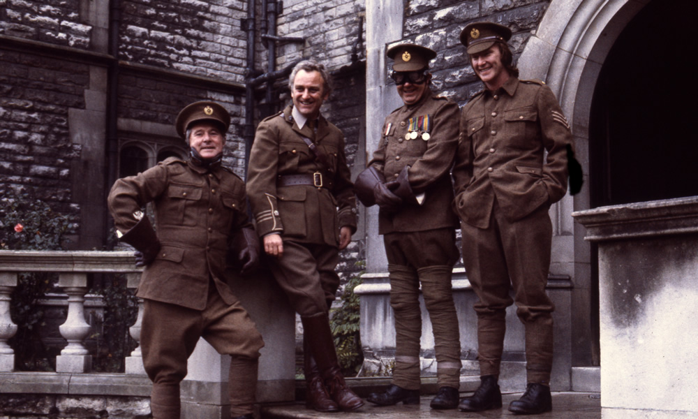 Ernie Wise, John Thaw, Eric Morecambe and Dennis Waterman, 25/12/1976. Copyright: BBC History