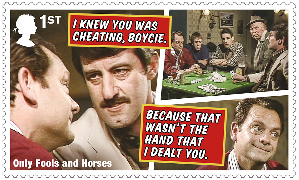 Only Fools And Horses stamp - I knew you was cheating, Boycie... because that wasn't the hand that I dealt you