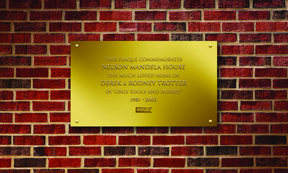 Mock up of a plaque to commemorate the location of Nelson Mandela House. Copyright: UKTV