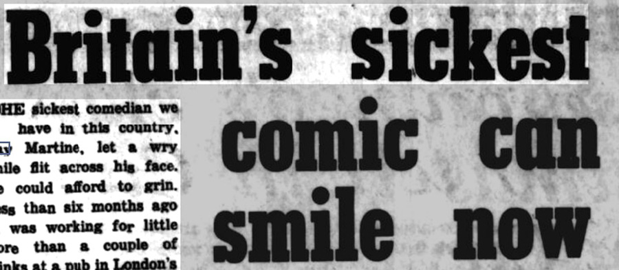 A 1963 newspaper headline following Ray Martine's TV debut