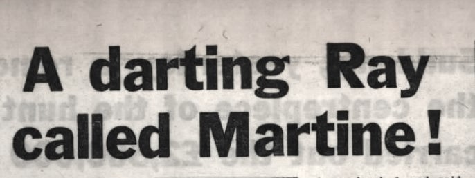 A newspaper headline about Ray Martine from 1965