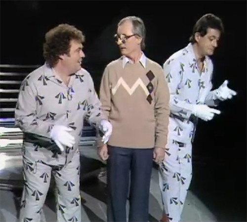 Image shows left to right: Eddie Large, Syd Little, Roy Jay