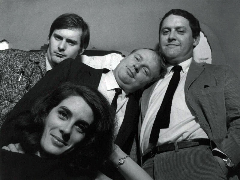 Image shows left to right: Eleanor Bron, John Fortune, John Bird, Jeremy Geidt. Credit: Lewis Morley, Science Museum