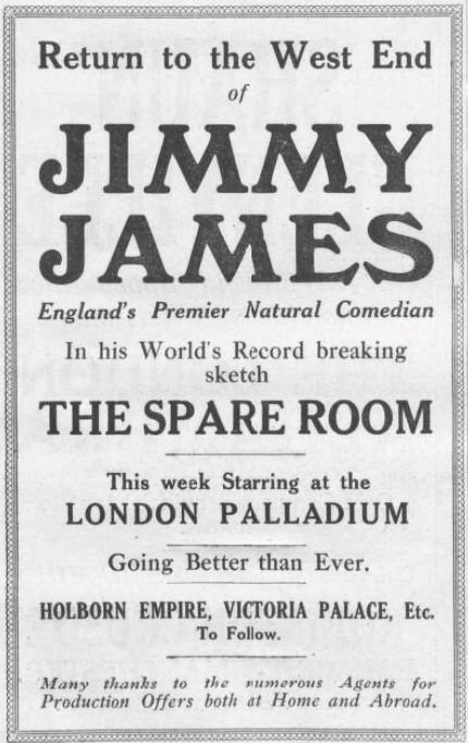 Printed promotion for The Spare Room sketch from 1929