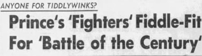 Prince's 'fighters' fiddle-fit for 'battle of the century'