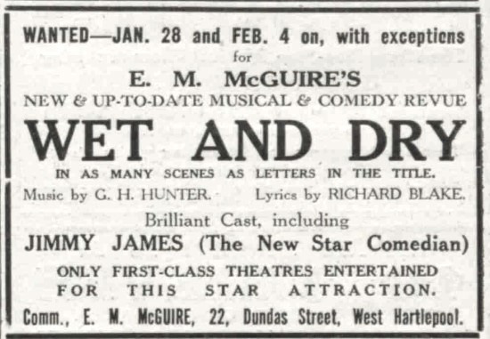 A promotion for Wet And Dry, printed in January 1924